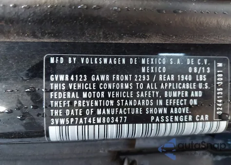 2014 Volkswagen Beetle 2.5L из США, поврежденный, VIN 3VW5P7AT4EM803477